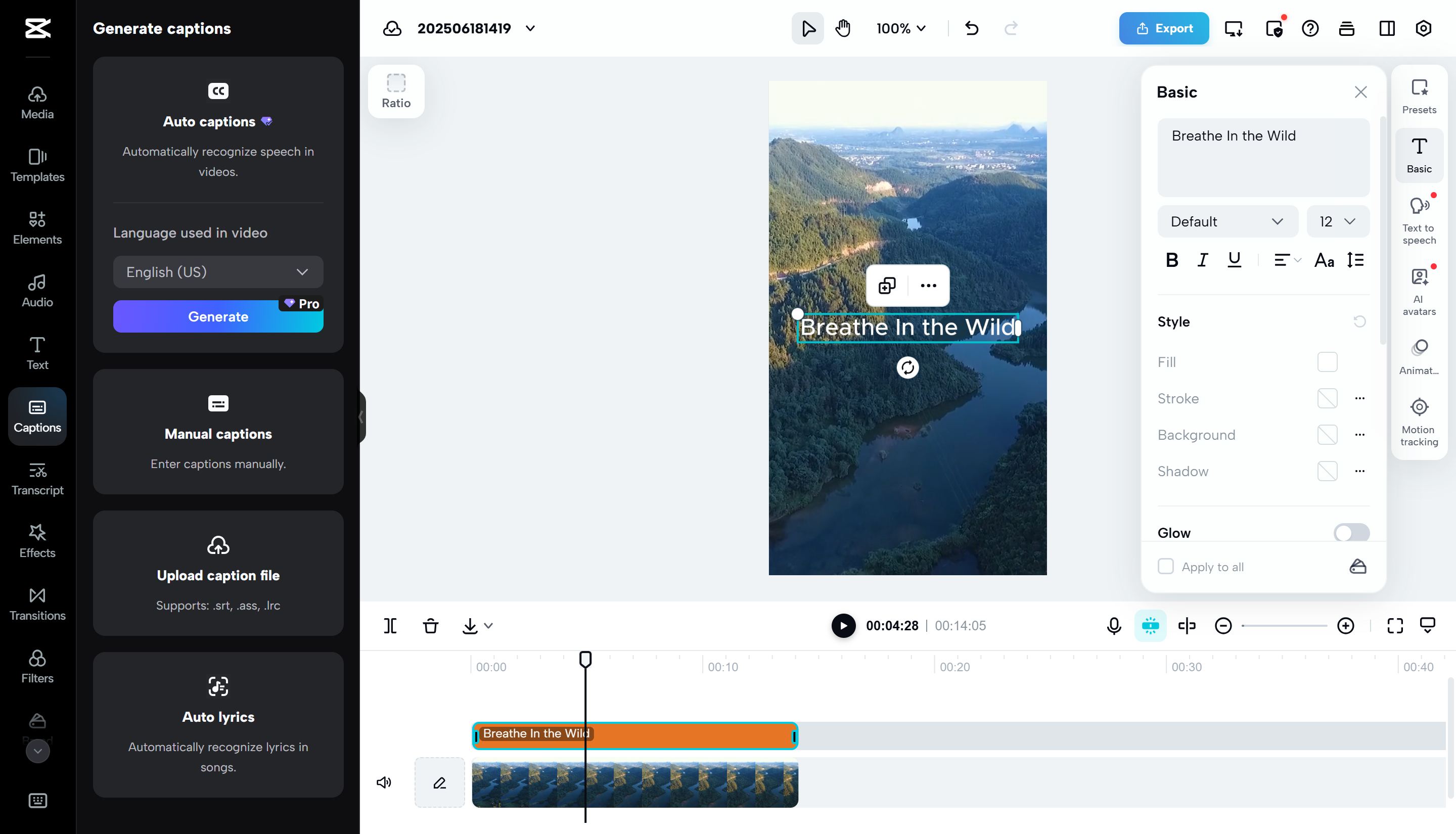 Інтерфейс CapCut Web — простий спосіб додати підписи до подорожей у Instagram Reels