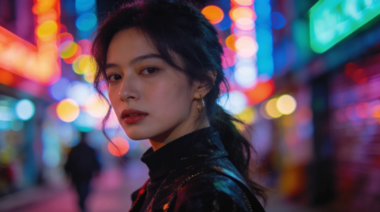 Nighttime bokeh photography image