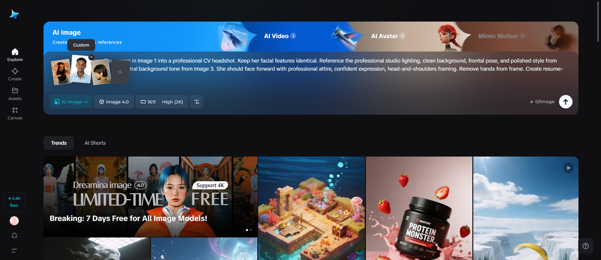 Dreamina: Editor fotografico AI per curriculum