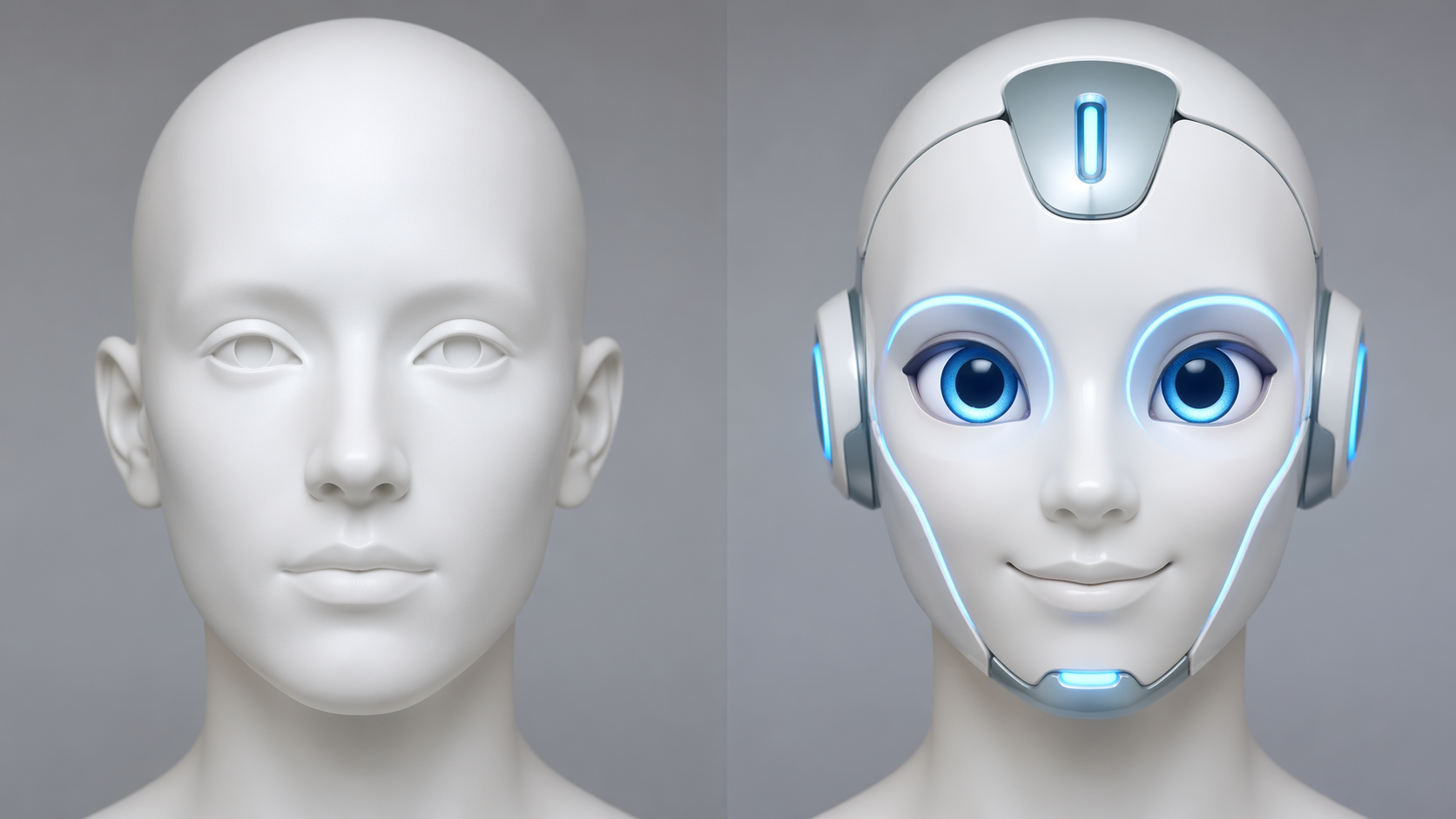Dreamina robot face filter prompt esempio 3: Riflessione meccanica primo piano