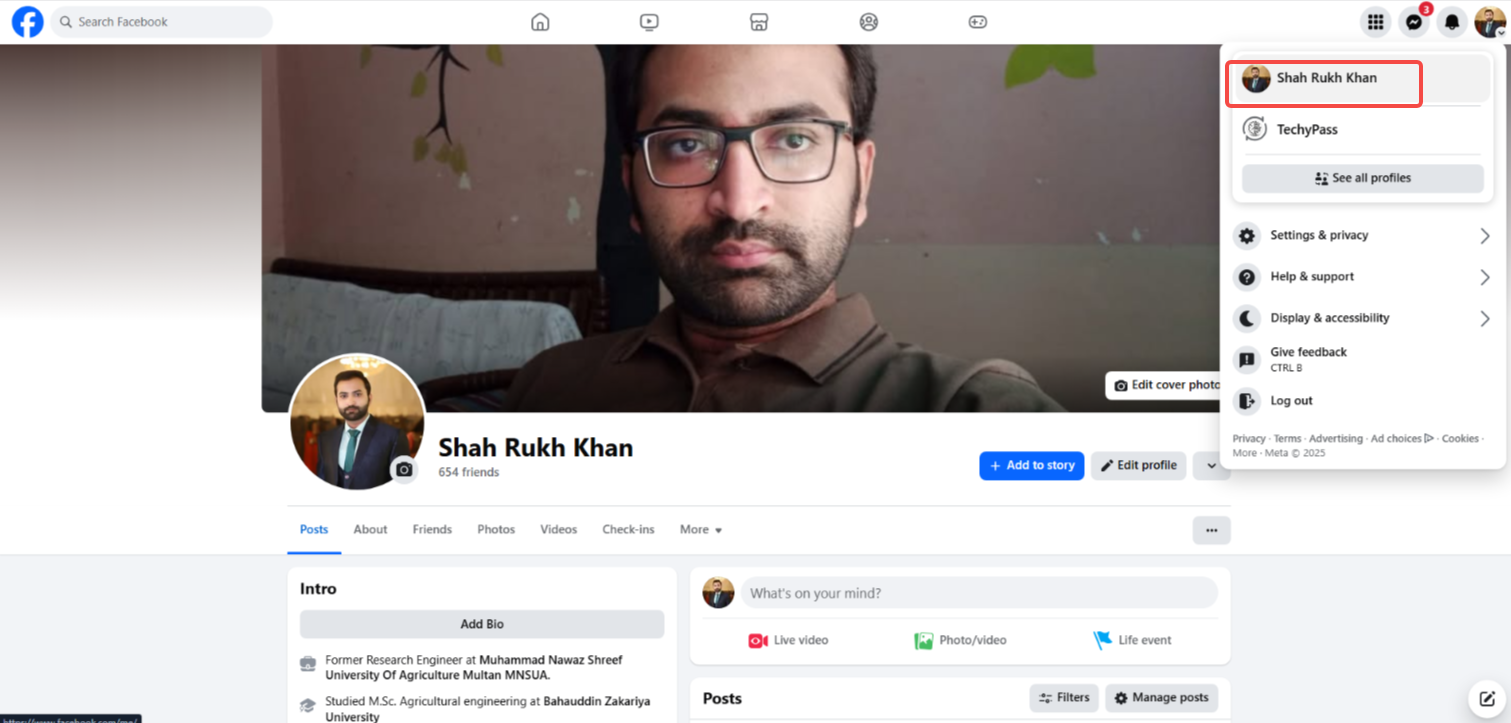Connectez-vous et accédez à l'image de profil