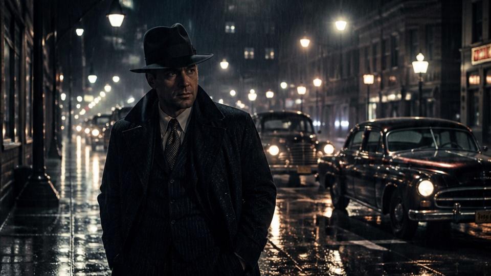 Gangster Prompt Generator - eine filmische Gassenszene mit einer einsamen Figur