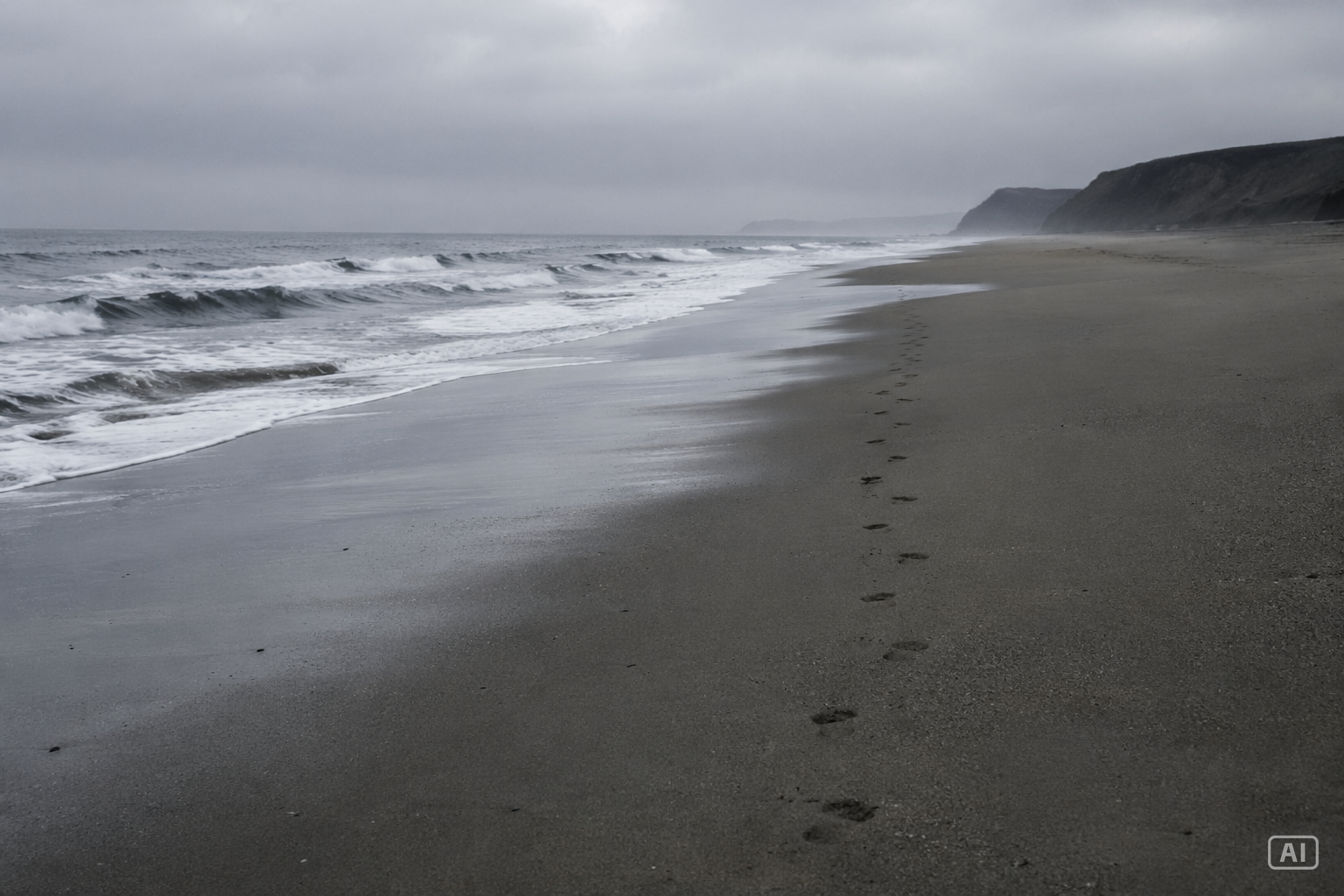 Overcast beach aesthetic image generated by Pippit