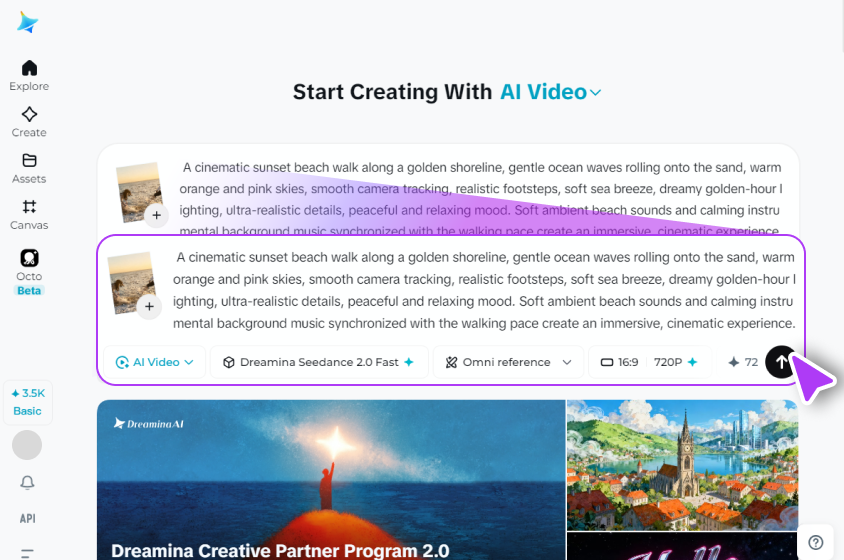 Open the video generator and write your prompt