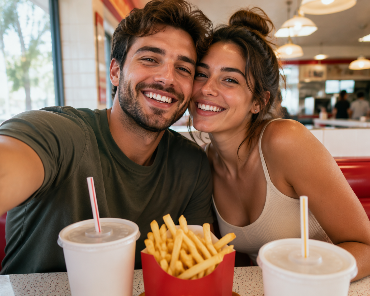 Dreamina McDonald's Couple Selfies AI Prompts prompt example 2