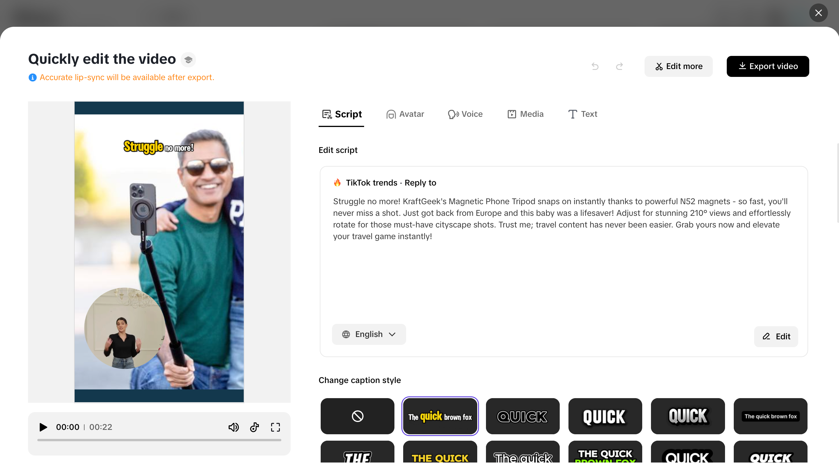 Edit video branding Anda
