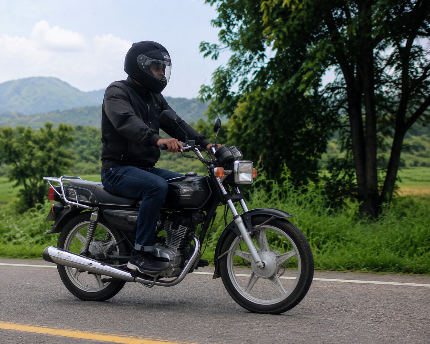 Dreamina Gemini ChatGPT Honda 125 bike prompt prompt example 3: Handlebar Closeup