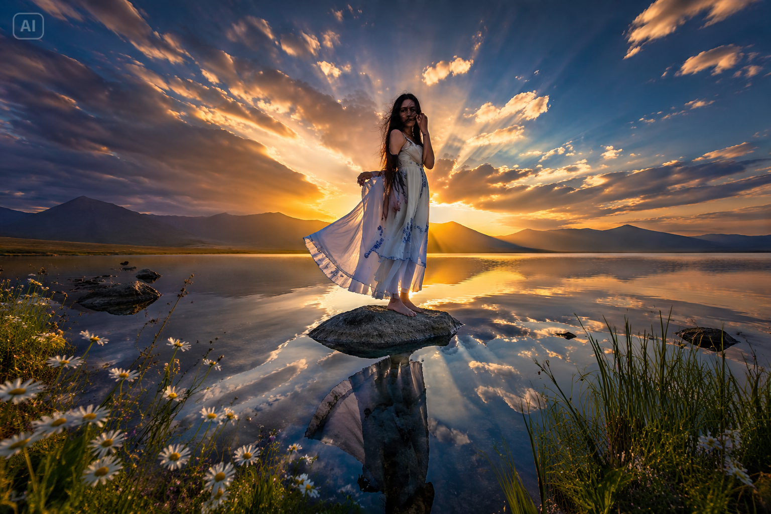 Epicka pionowa scena filmowa Sunset River