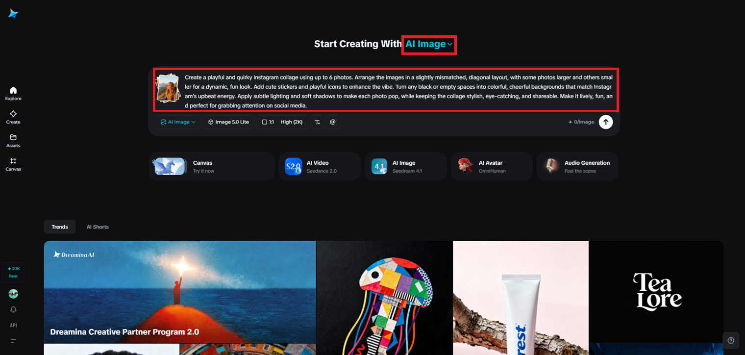 Upload reference images and write a prompt