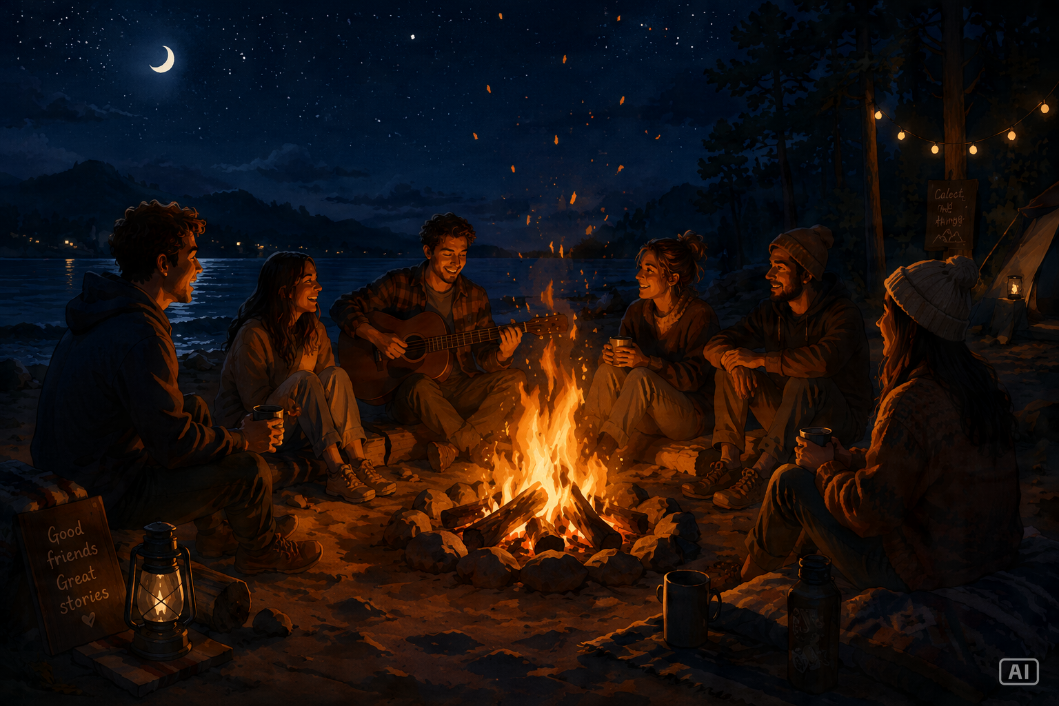 Bonfire night art prompt generated by Pippit