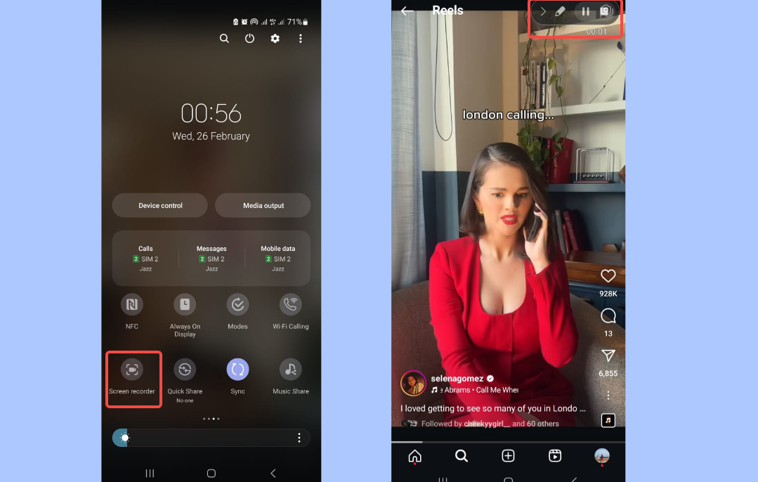 Télécharger Reels en enregistrant sur Android