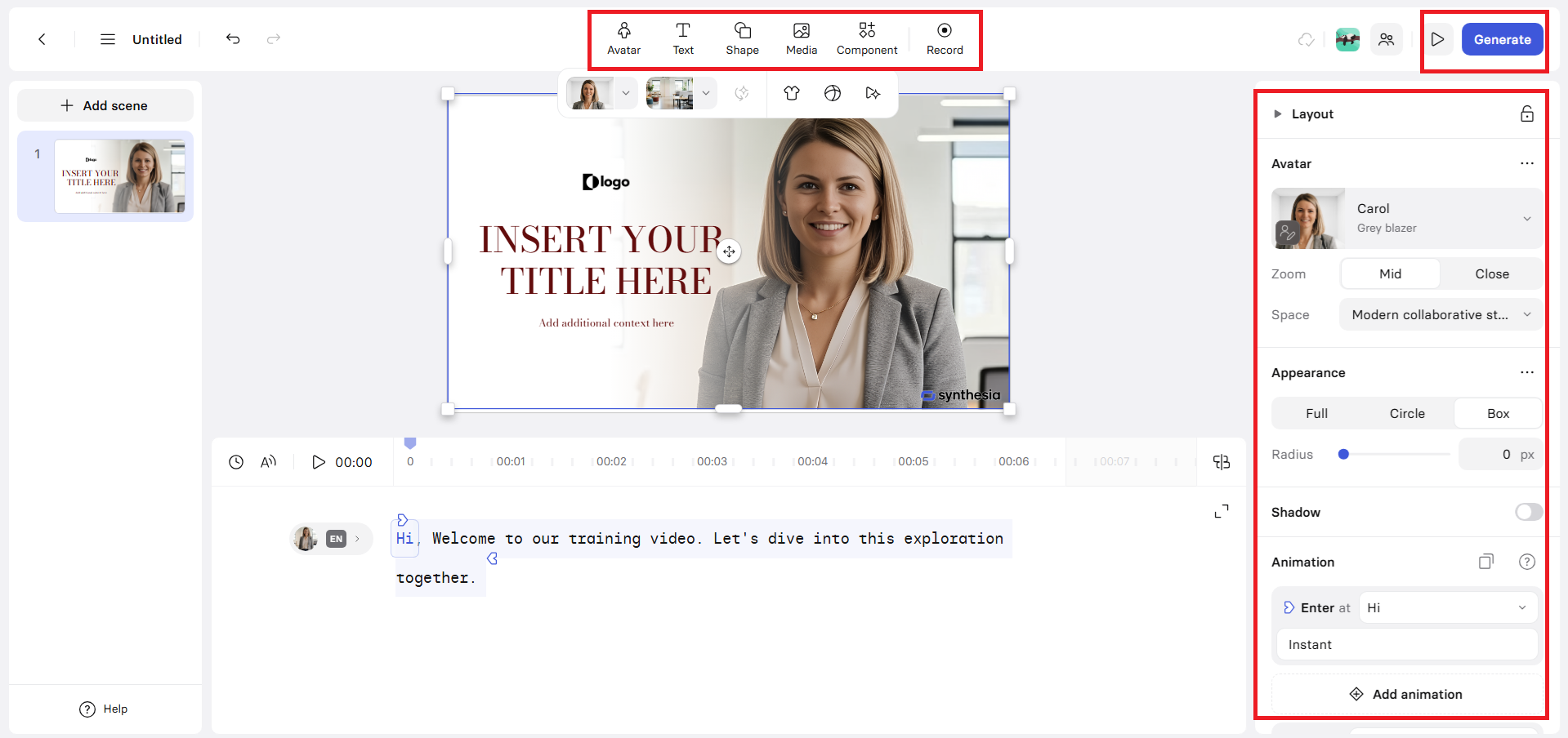 Customize and generate your video
