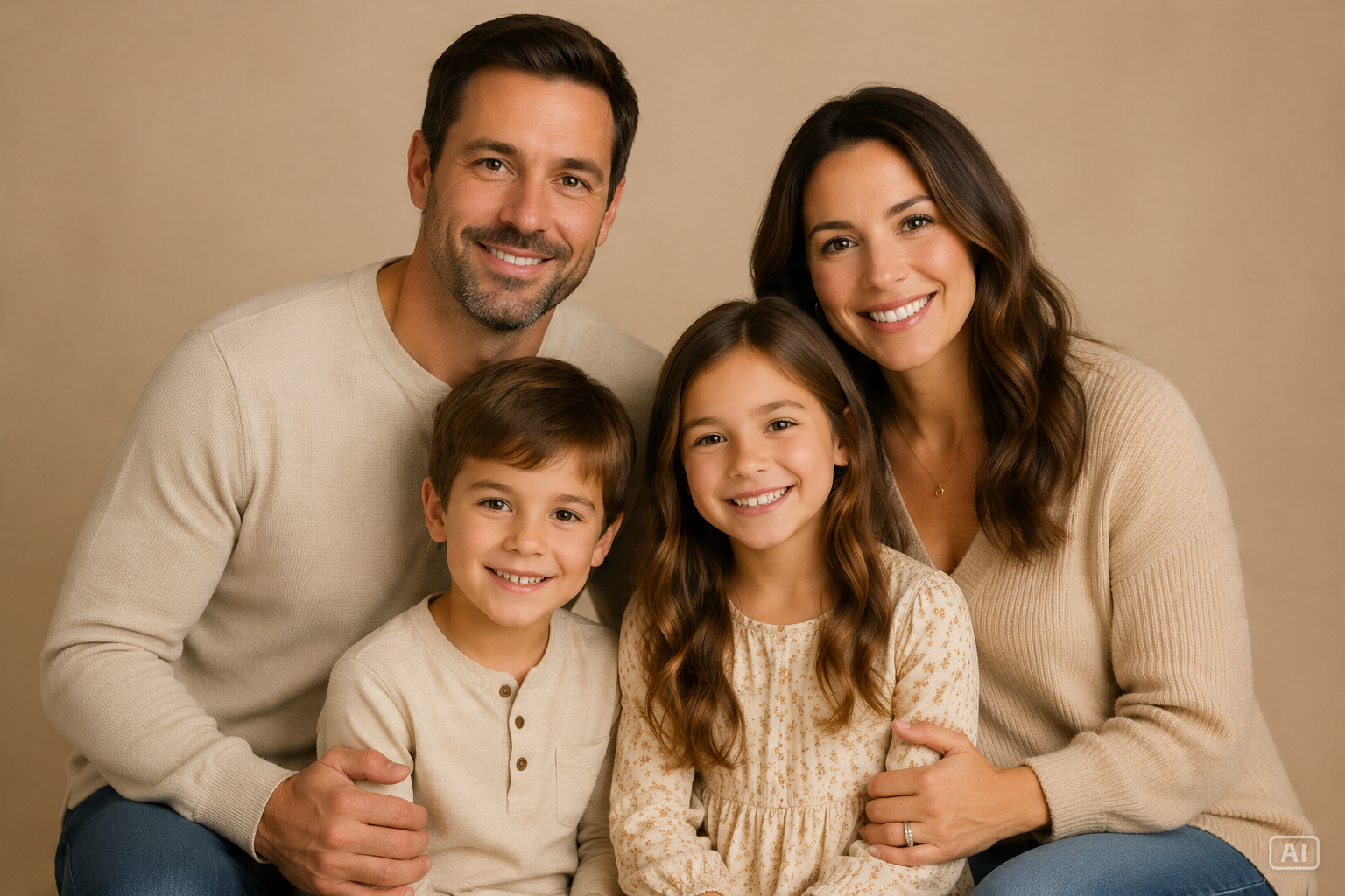 Studio family portrait generated by Pippit
