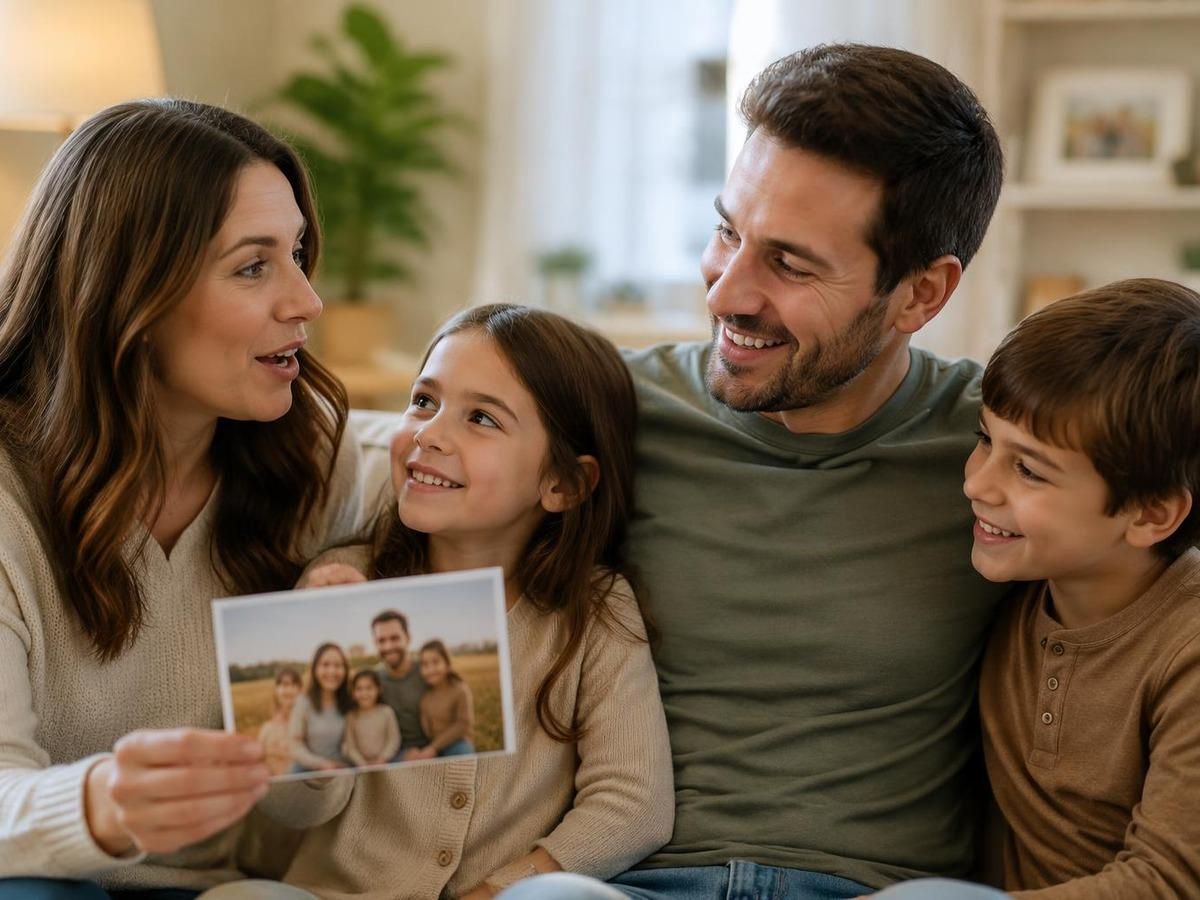 fotografie de familie vorbind AI prompt coperta 2 în 4: 3