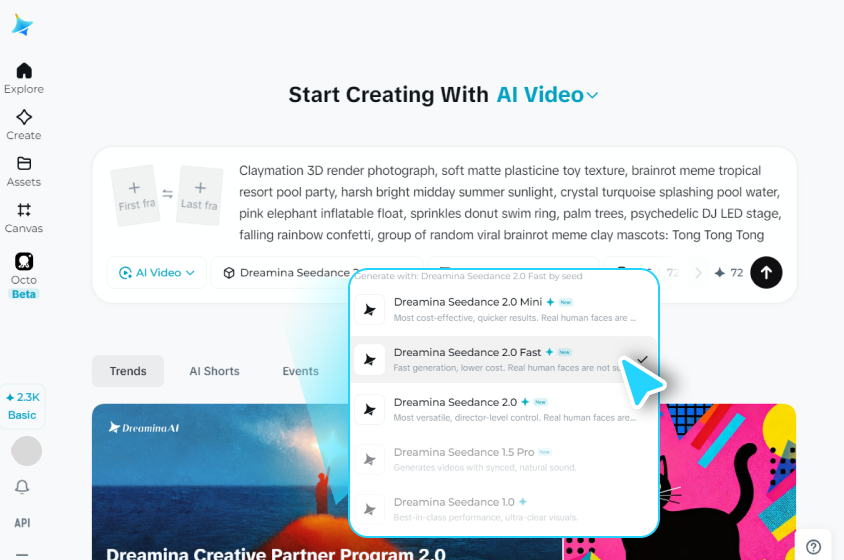 Select model and adjust settings