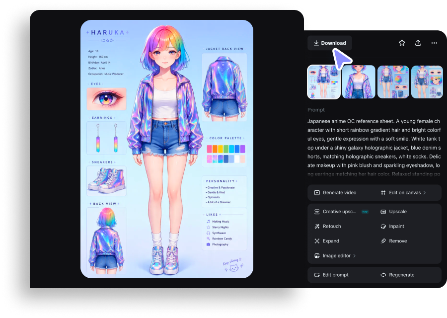 Refine your OC and download the final artwork