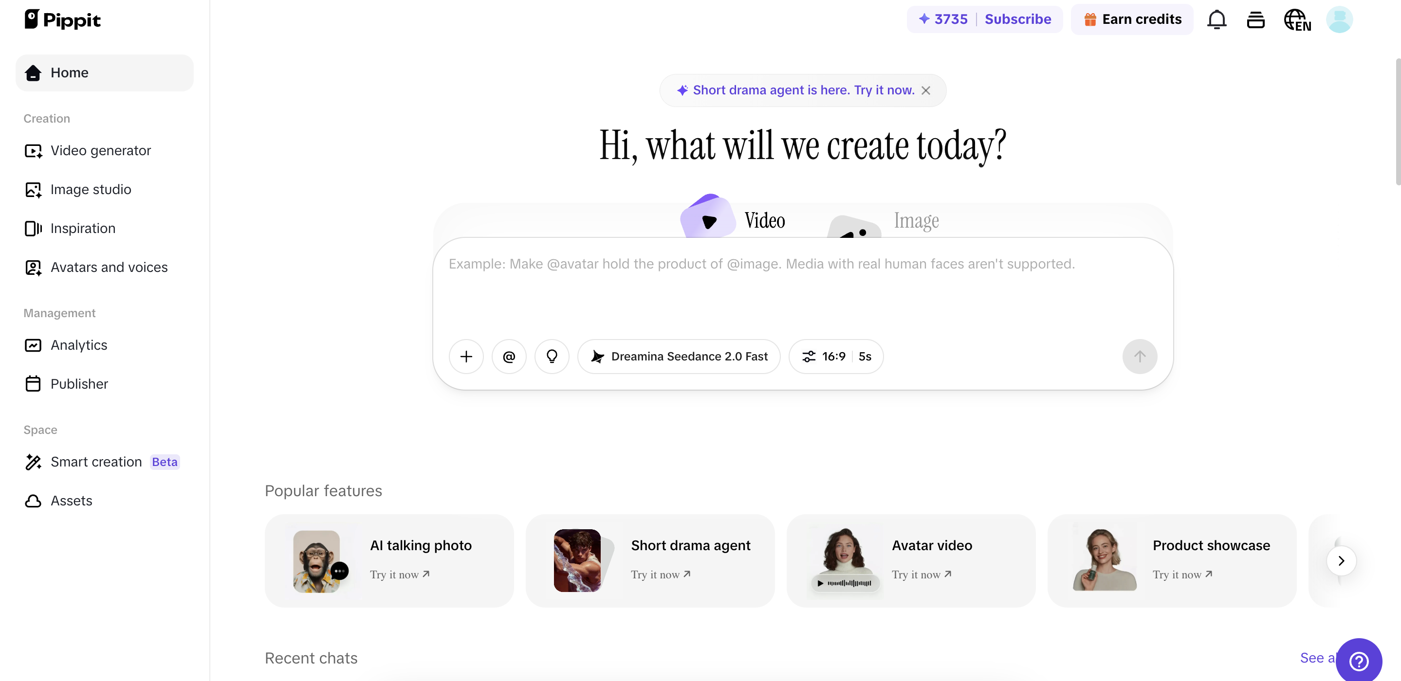Pippit home page