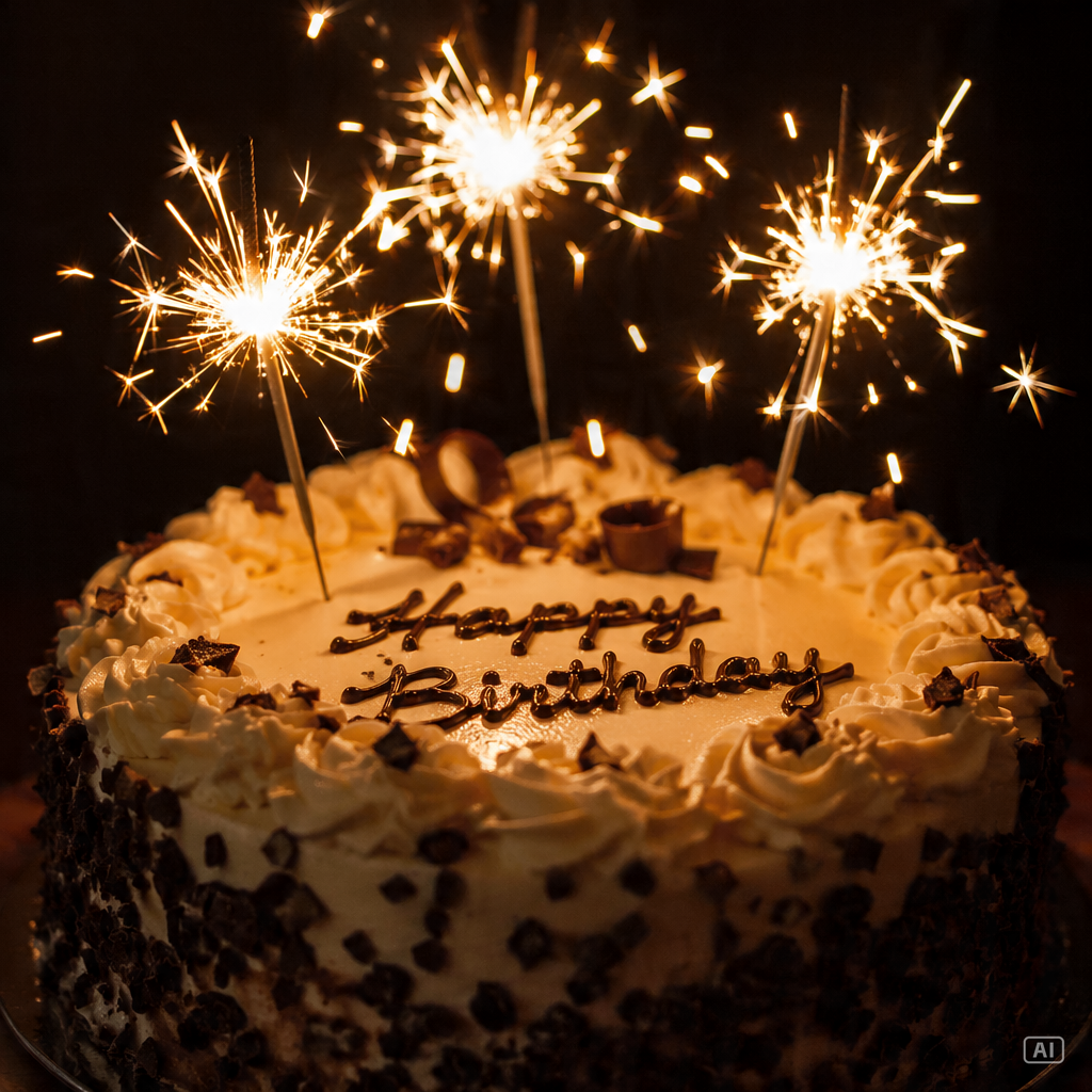 Sparkler candle birthday cake generated by Pippit