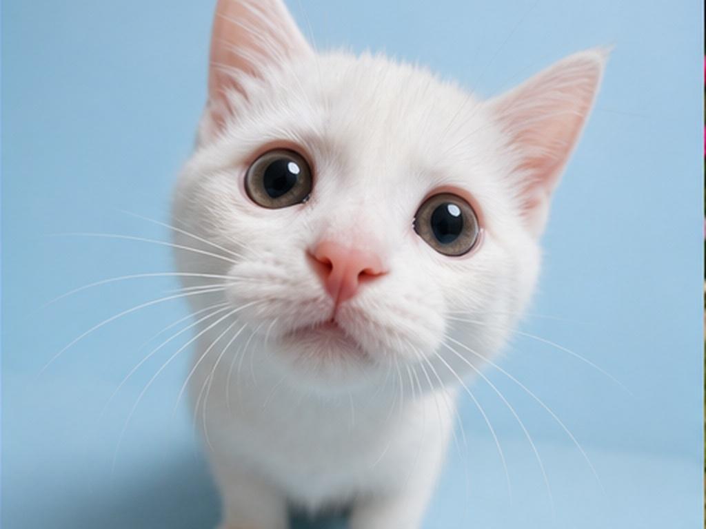 Fisheye Pet Photo AI Prompts prompt example 2 - White kitten close-up