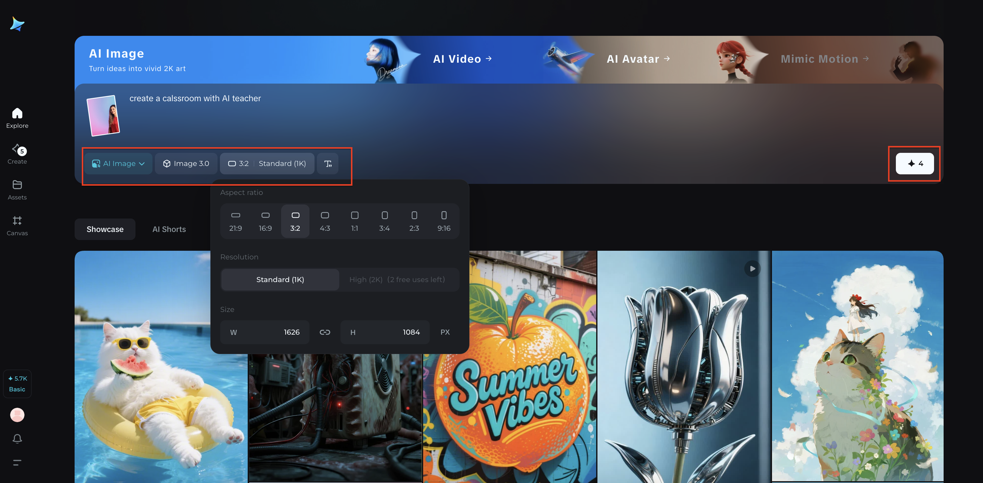 Choose setting and generate