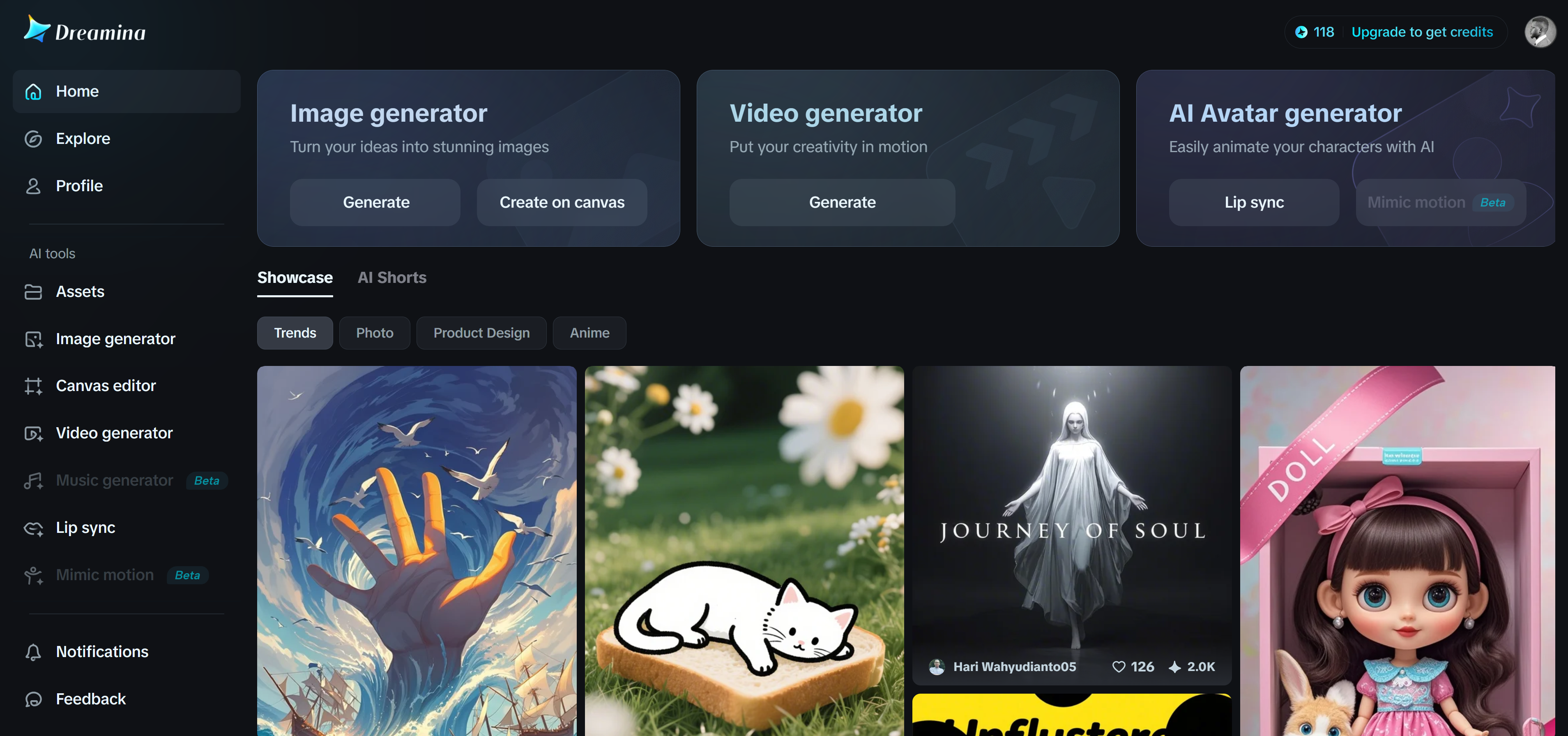 Dreamina homepage