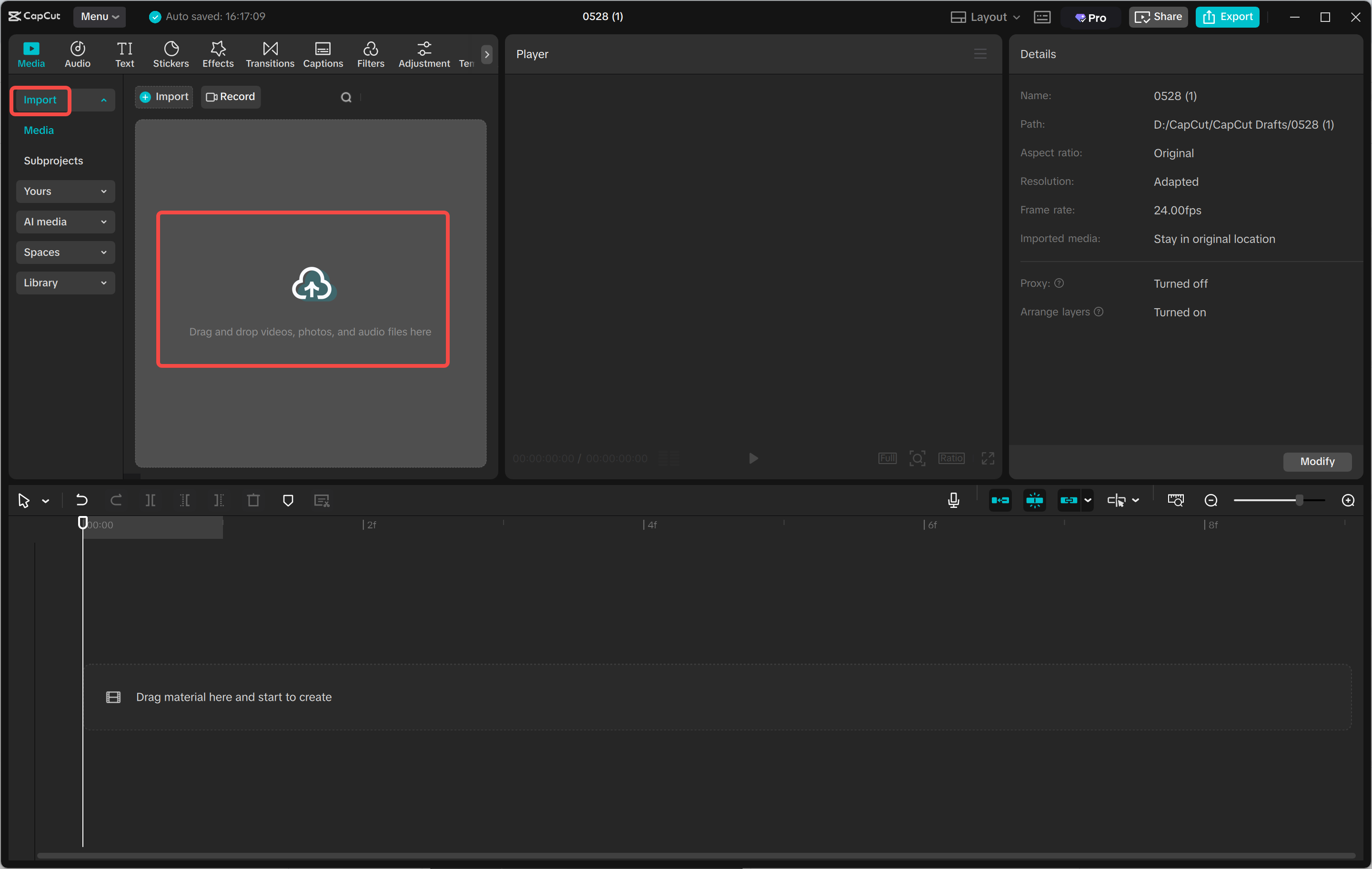 Pag-import ng larawan sa CapCut desktop video editor