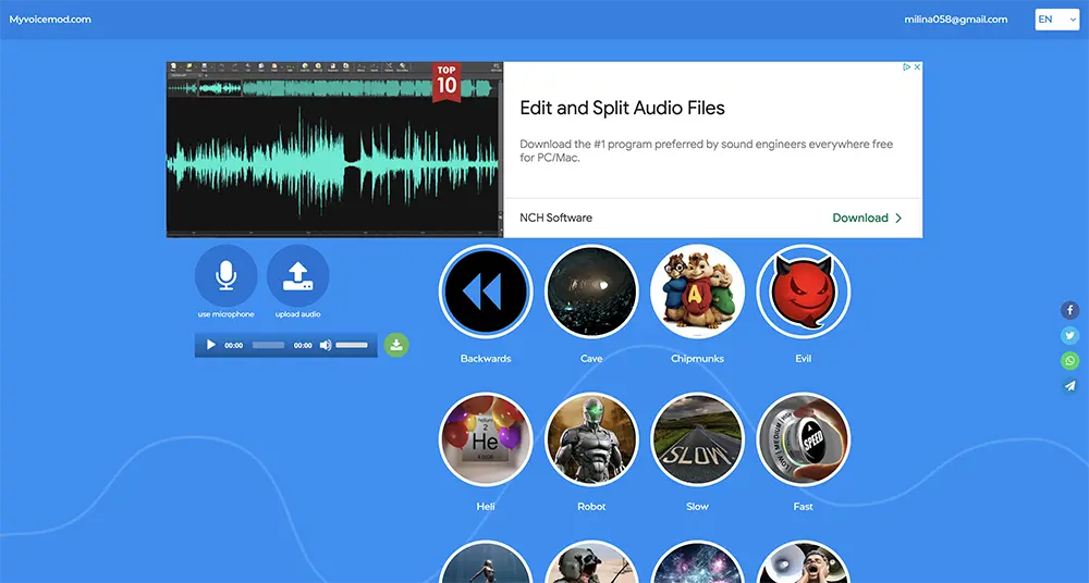 Interface of MyVoiceMod - well-known online voice changer