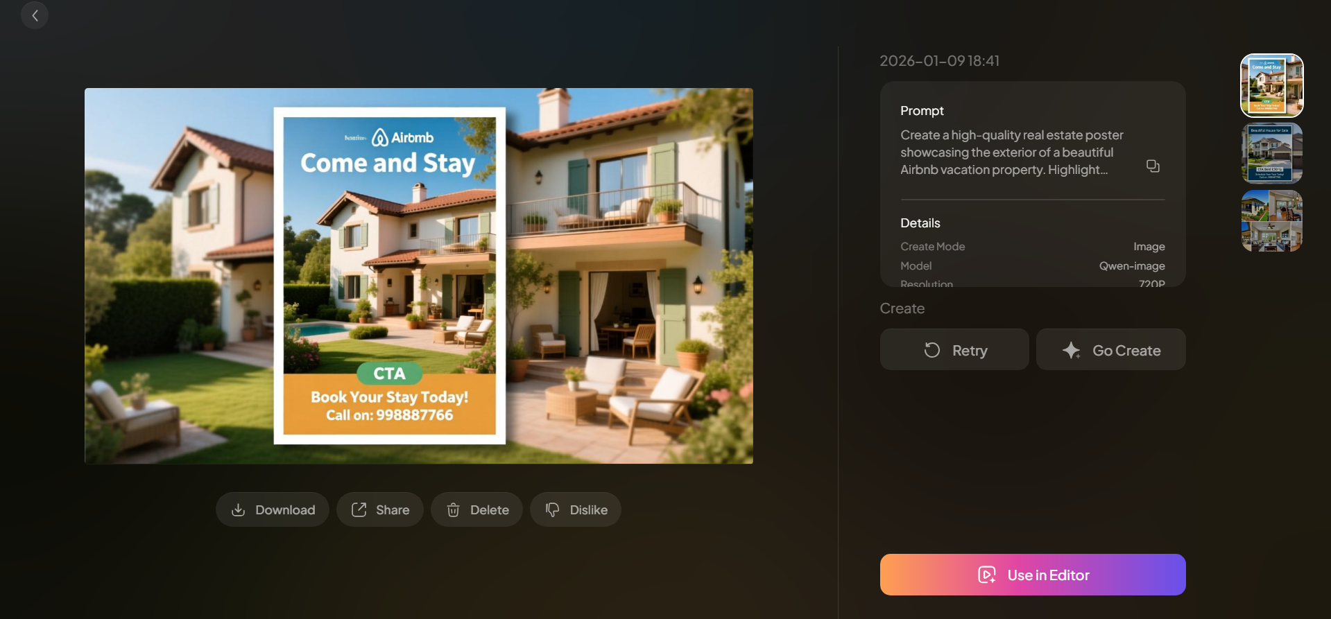 Anteprima, perfezionamento e download del poster