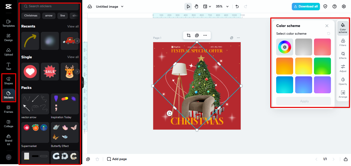 Bibliothèque de stickers et formes de CapCut Web