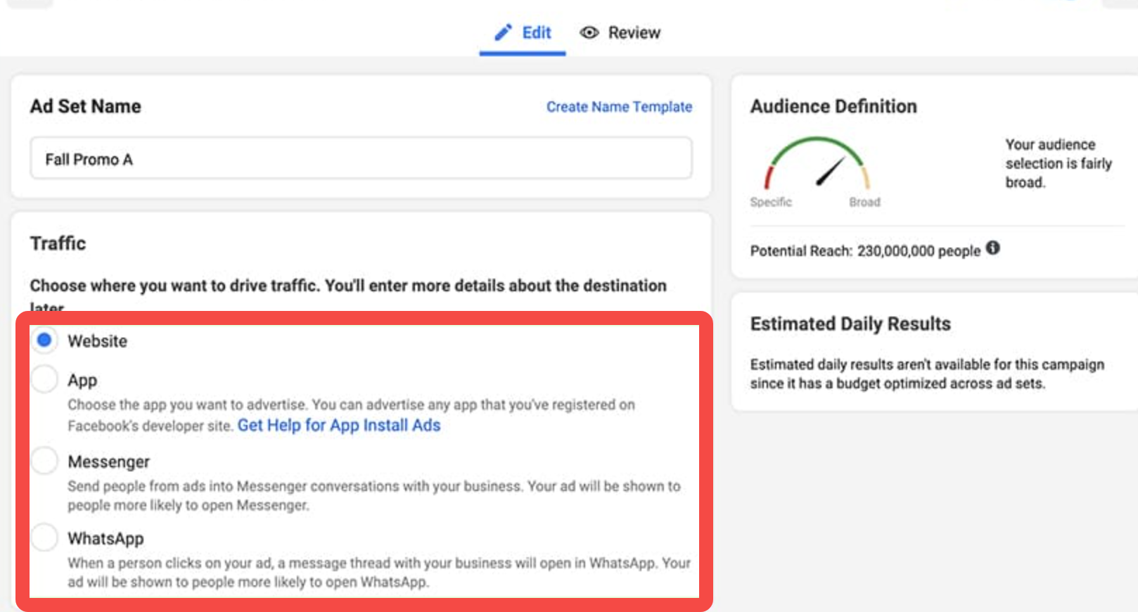 Chọn đối tượng và ngân sách quảng cáo trong Facebook Ads Manager