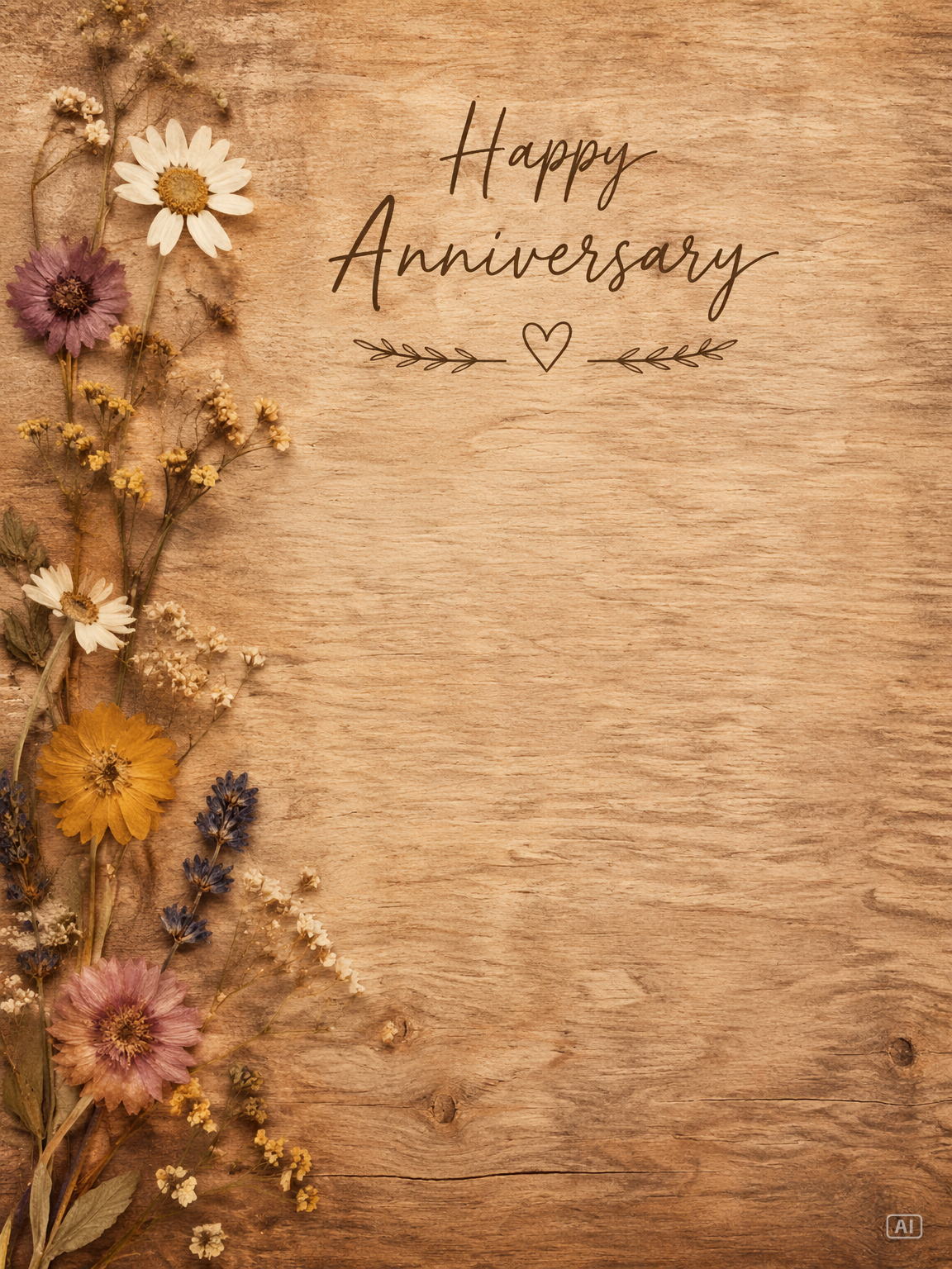 Rustic wildflower anniversary card generated by Pippit