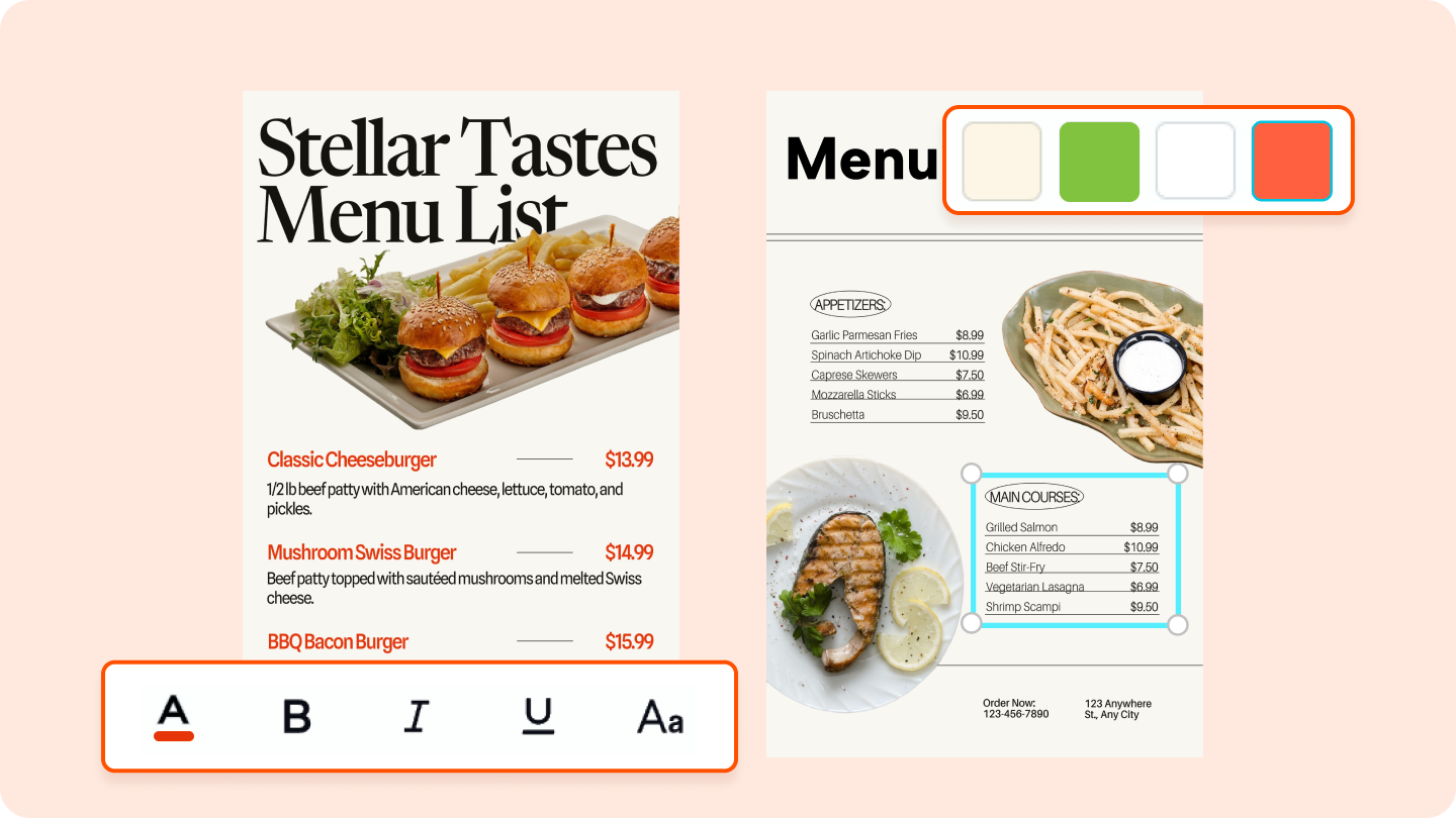 ai image for catering menus