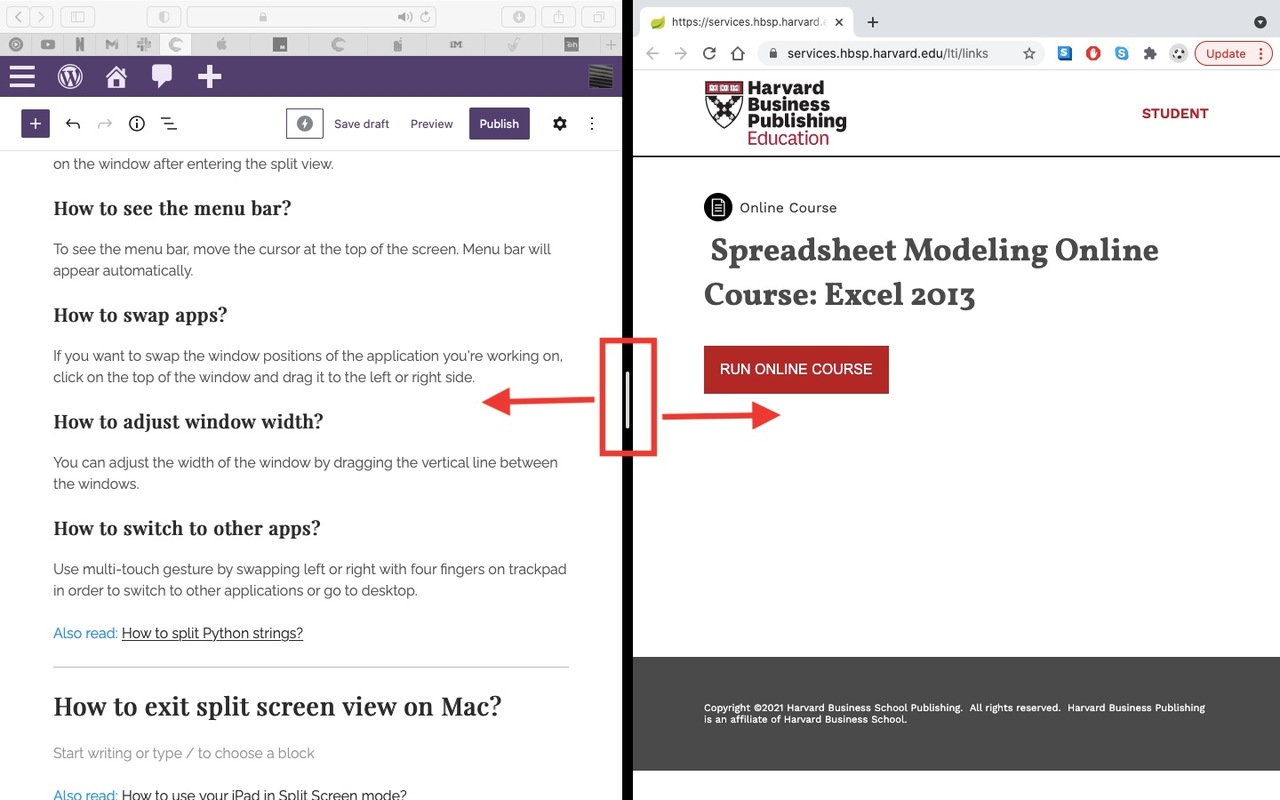 Adjust the Split View and switch between windows on Mac - Step2