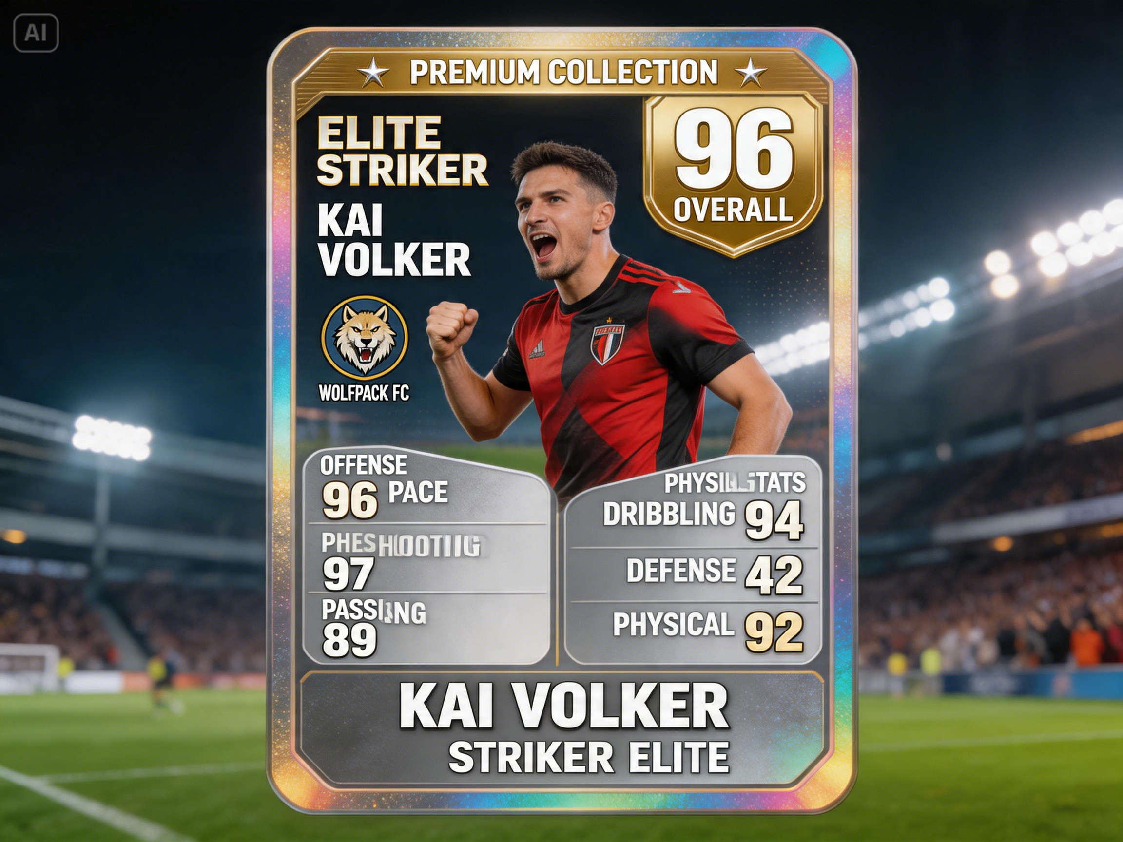 Prompt for a professional player card