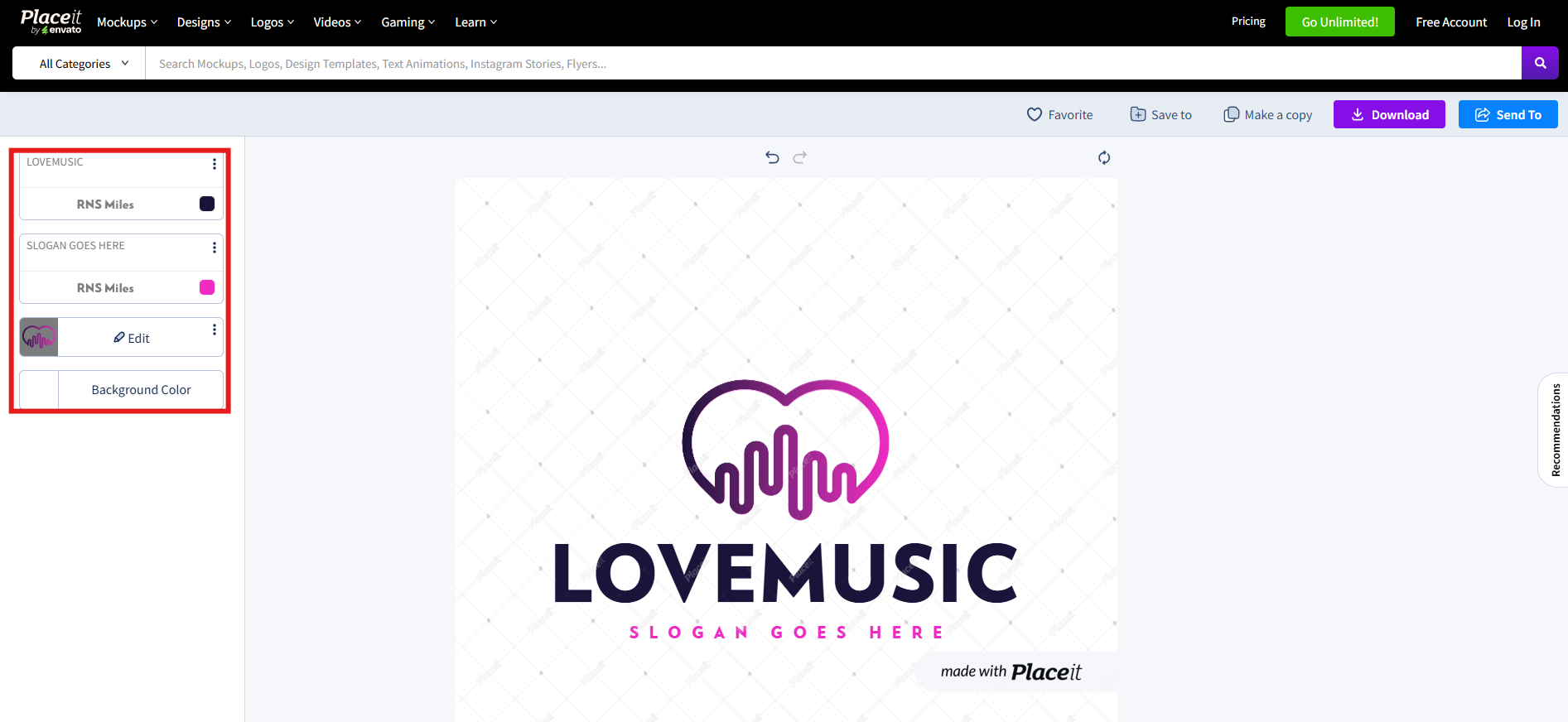 Customize the template design
