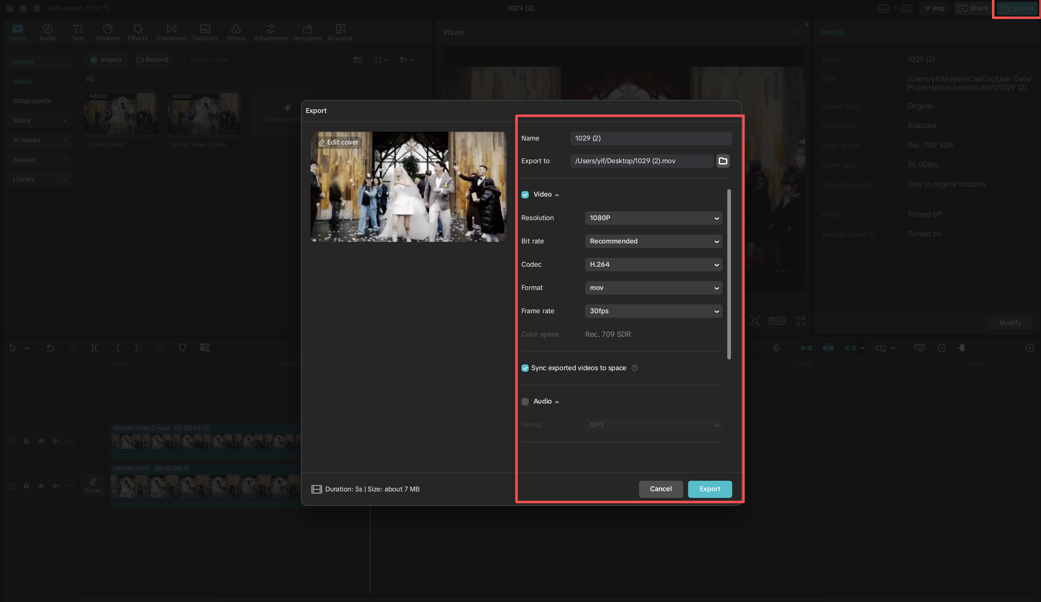 Export your video