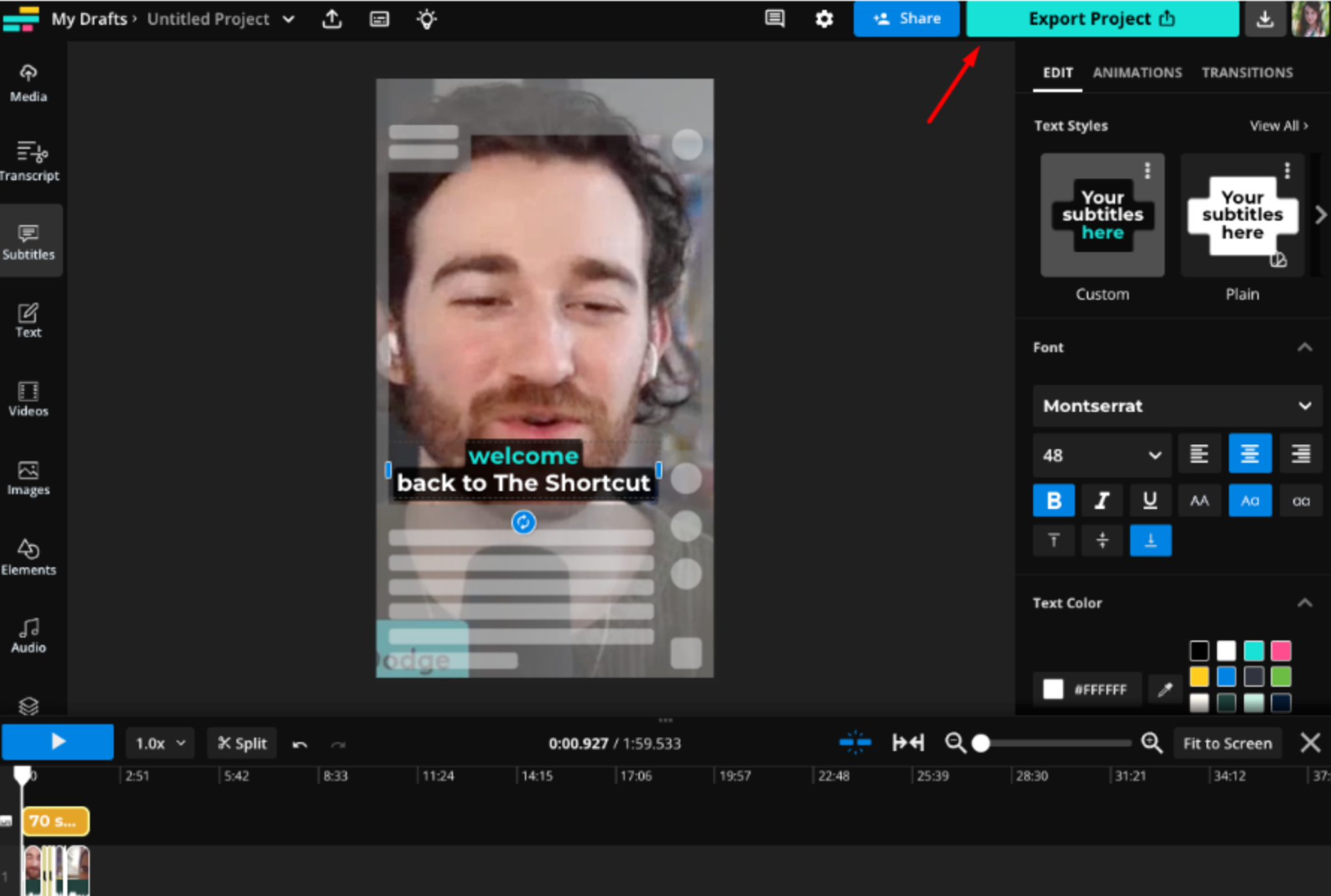 Exportieren eines Videos aus dem Kapwing-Videoeditor