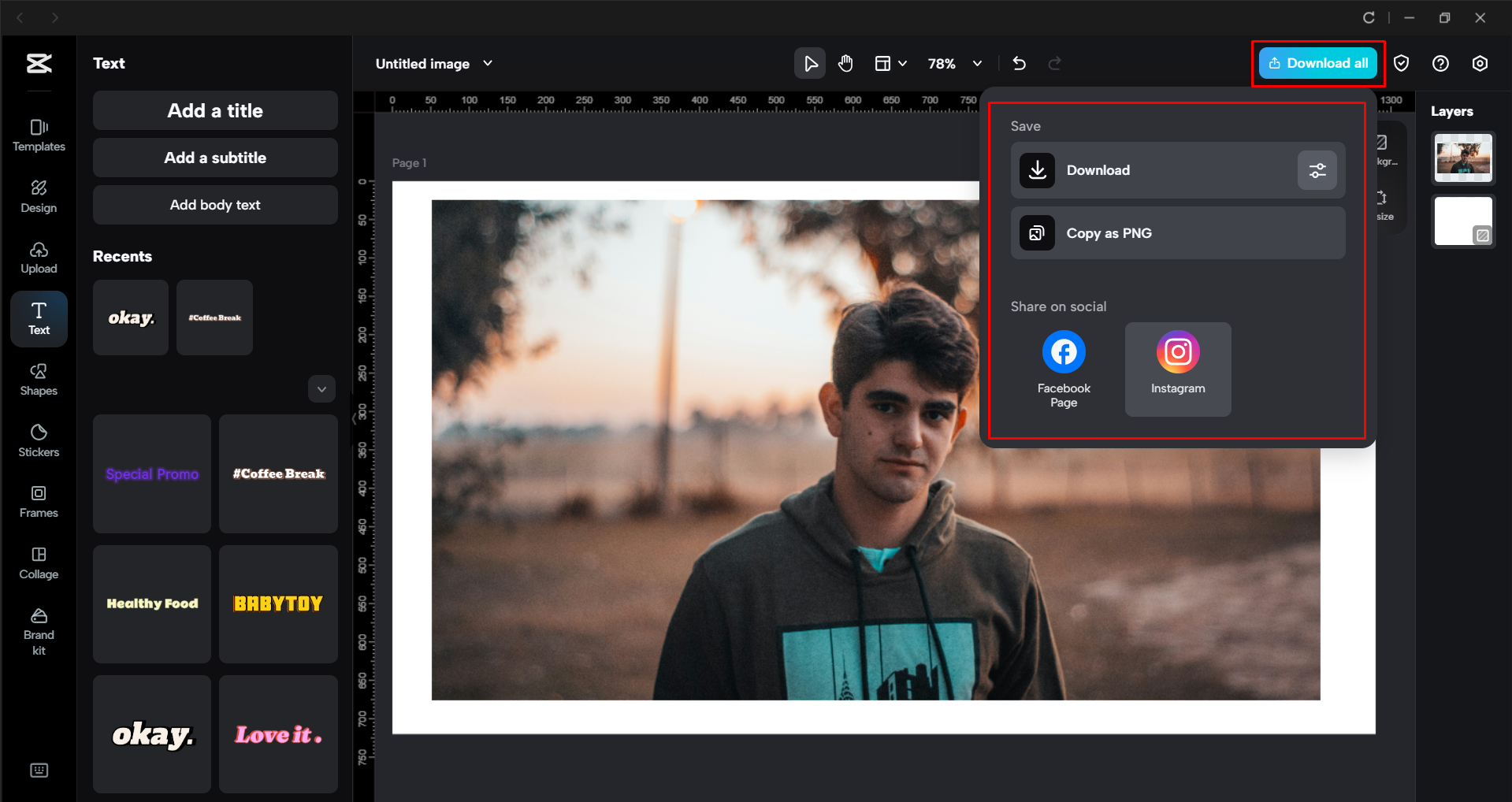 Exportieren des Bildes aus dem CapCut Desktop-Video-Editor
