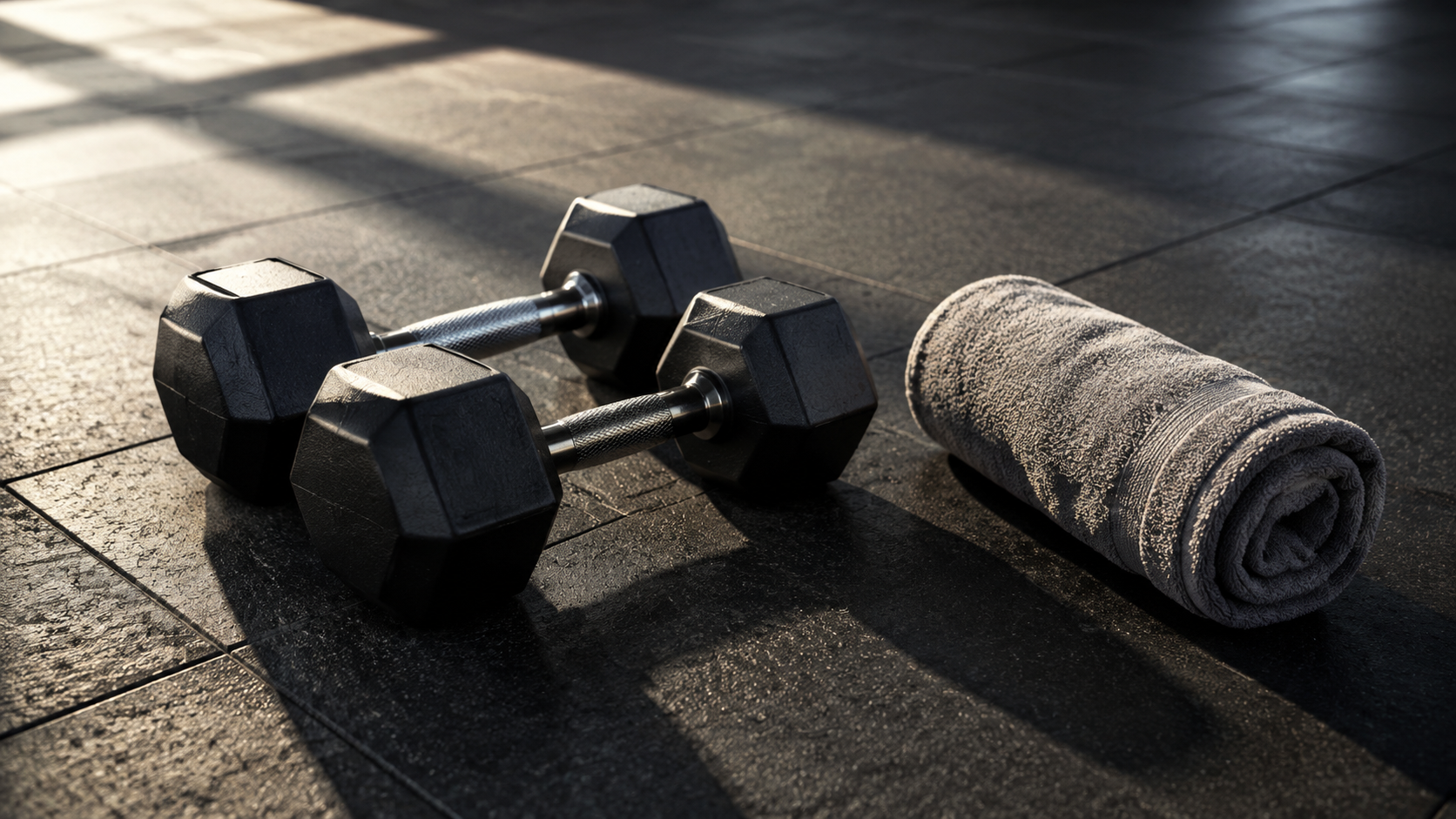 Dumbbells on Gym Floor