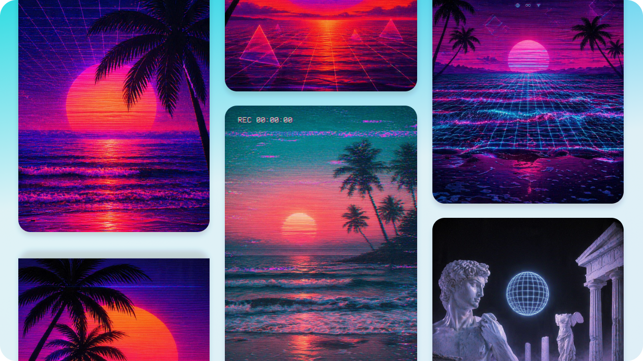 Explore dozens of vaporwave styles in a single session