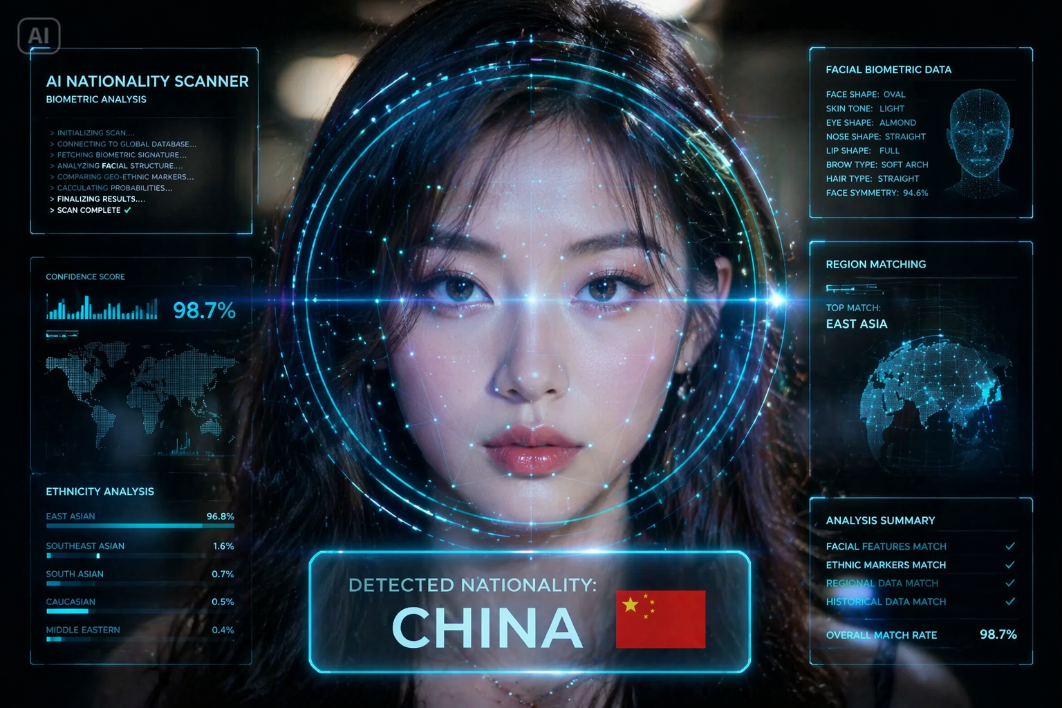 Caratteristiche del filtro Paese faccia AI