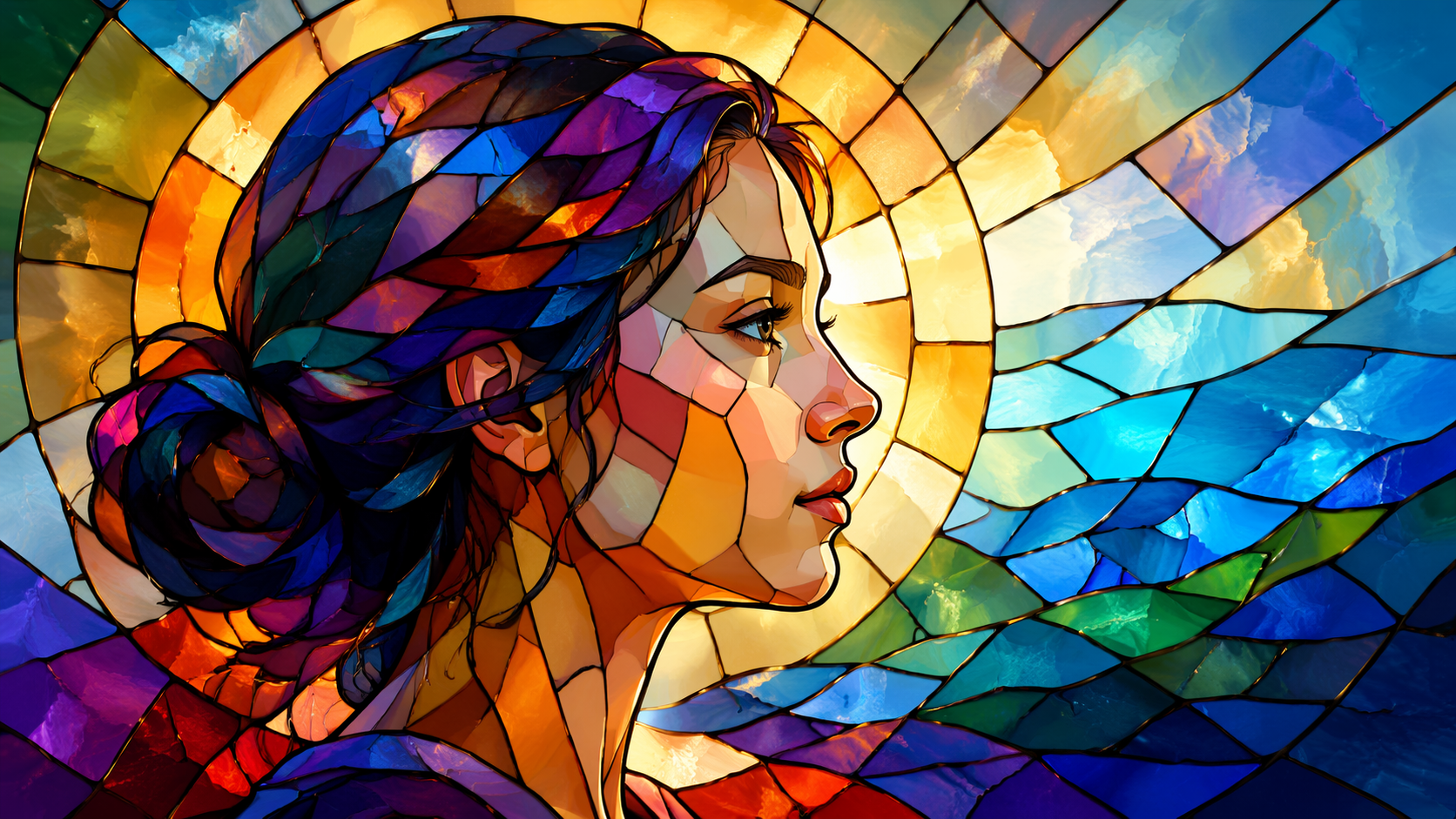 ステンドグラスのポートレート|Dreamina AI Image Generator