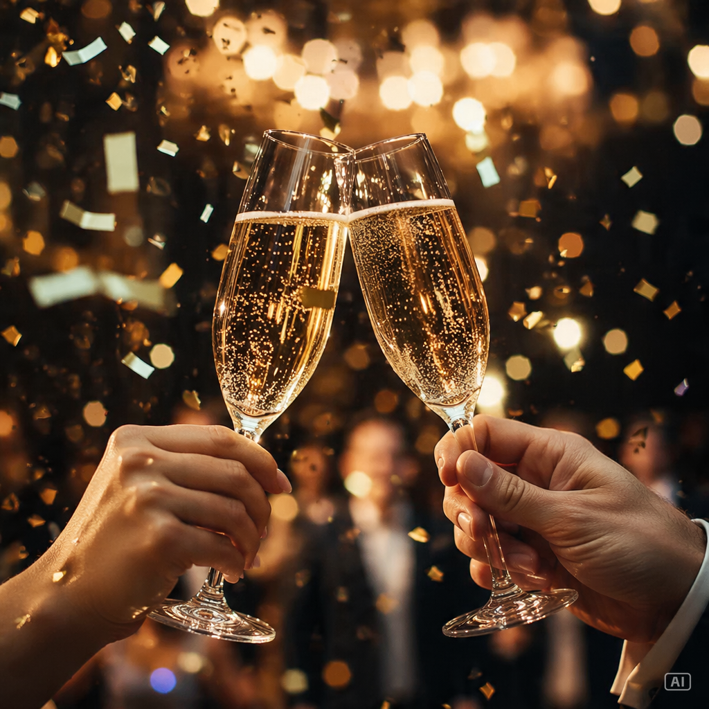 New Year champagne toast image generated by Pippit
