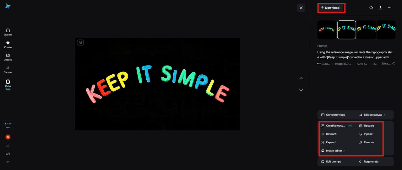 Preview, edit, and download the image