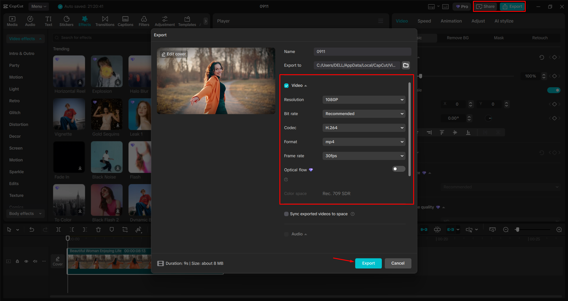 Exportieren eines Videos aus dem CapCut Desktop-Video-Editor