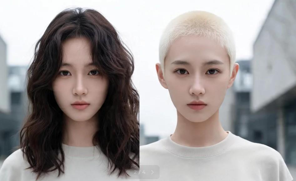 Modern bleached buzz cut filter style prompt