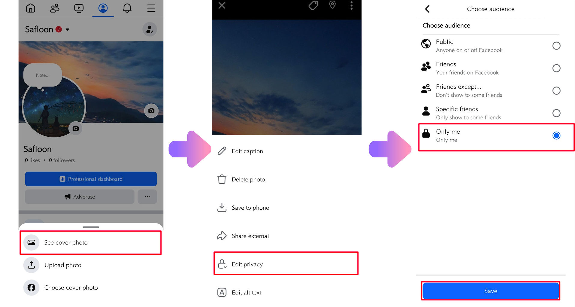 How to make Facebook cover photos private