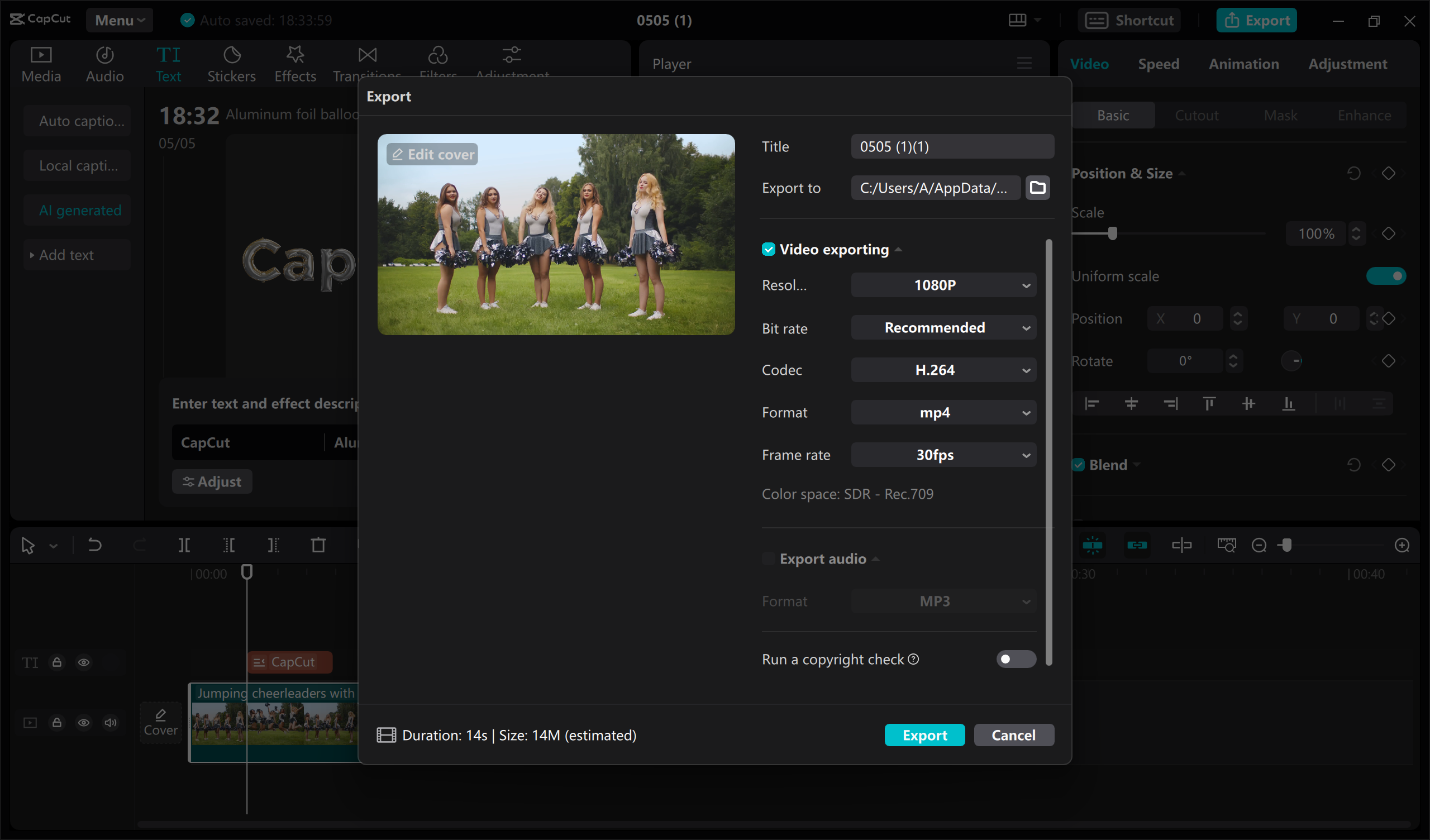 Export and share