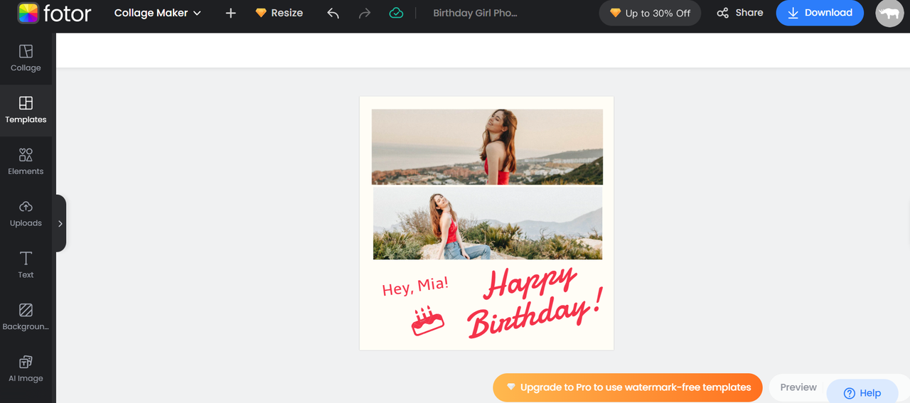 Fotor's interface