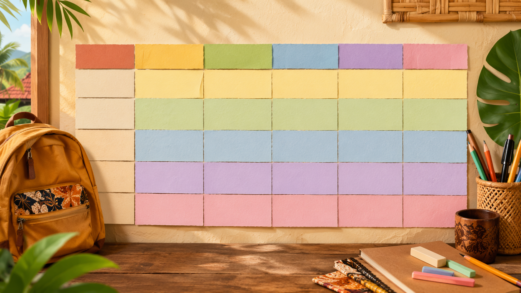 Dreamina Vorlage jadwal pelajaran prompt Beispiel 5: Desk Planner Layout